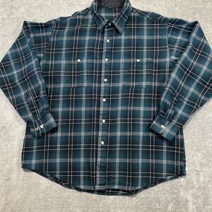 Wool Button Up Shirt Blues & Greens (No tag = no size or brand) Gorpcore Grandpa